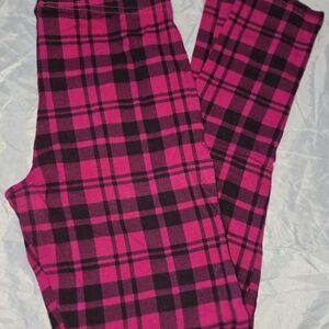 Total Girl Vibrant Pink and Black Plaid Pants